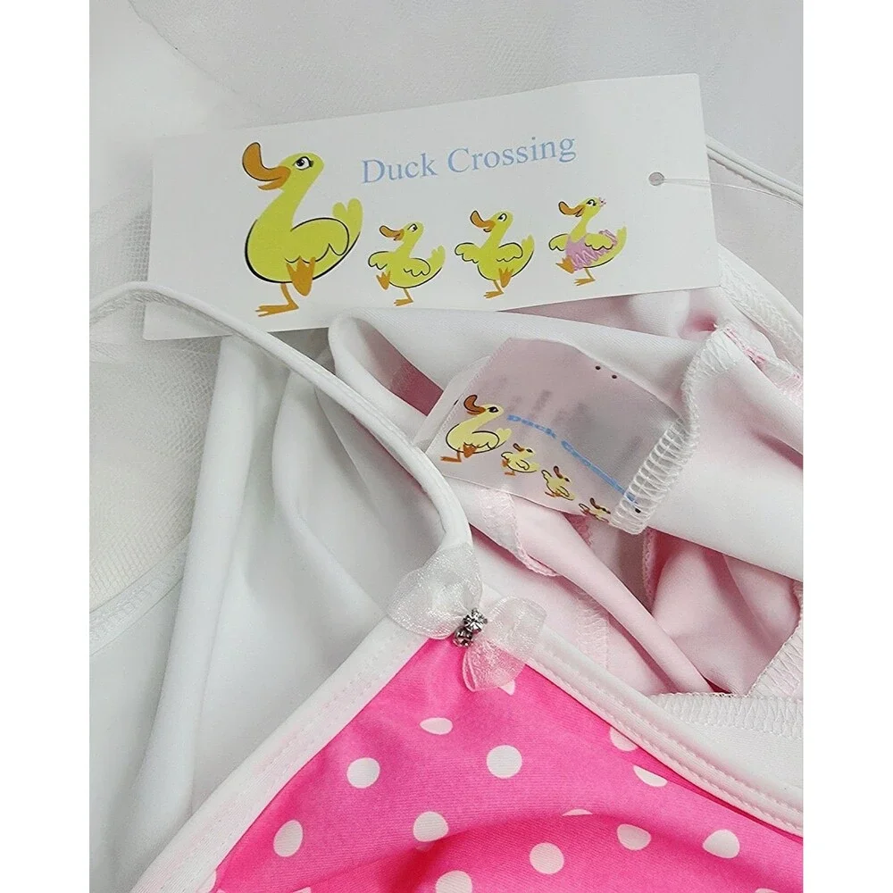 Duck Crossing Girls Ballet Skirted Tank Tutu Leotard Dress 1pc Bling Bows Tulle
